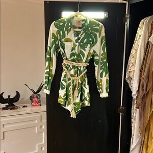 FARM Rio Green Leaf Print Jumpsuit